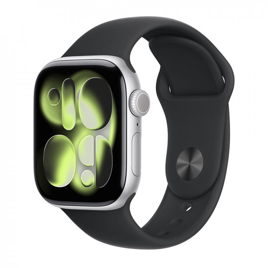 Часы Apple Watch Series 11 42mm Silver Aluminium Case With Black Sport Band S/M