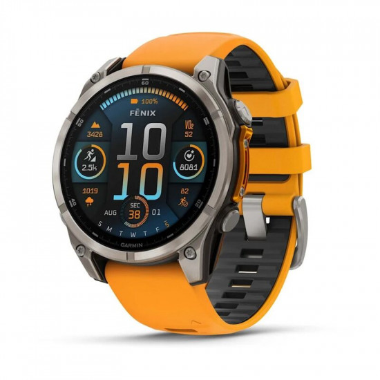 Часы Garmin Fenix 8, 47mm, Amoled Sapphire Titanium Orange (010-02904-11)
