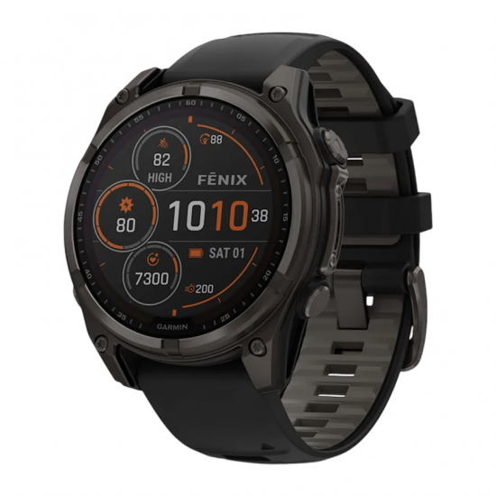 Часы Garmin Fenix 8, 47mm, Solar Sapphire Titanium Carbon Gray (010-02906-11)