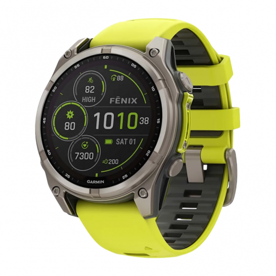 Часы Garmin Fenix 8, 47mm, Solar Sapphire Titanium Yellow (010-02906-21)