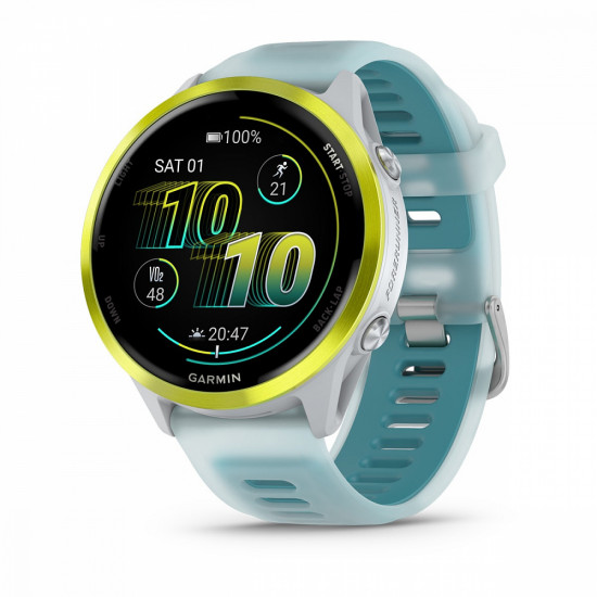 Часы Garmin Forerunner 570, 47mm, Yellow Aluminum with Translucent Whitestone/Turquoise Band (010-02971-01)