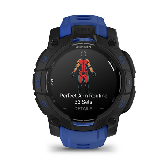 Часы Garmin Instinct 3, 45mm, Amoled Black with Bolt Blue Band (010-02936-03)