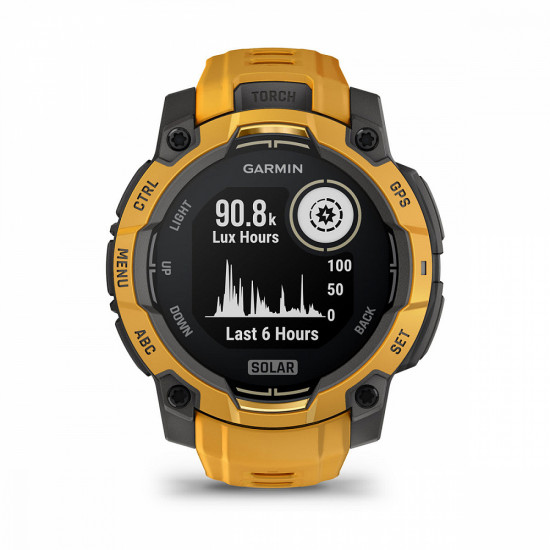 Часы Garmin Instinct 3, 45mm, Solar Sunburst with sunburst/grey silicone band (010-02934-02)