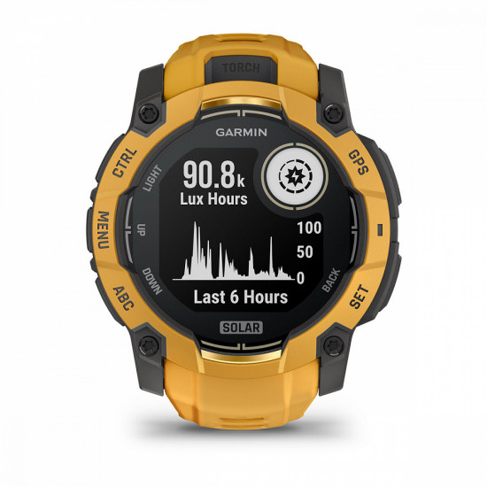 Часы Garmin Instinct 3, 50mm, Solar Sunburst with sunburst/grey silicone band (010-02935-42)