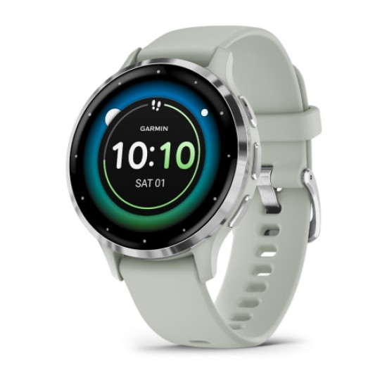 Часы Garmin Venu 3S, Silver/Sage (010-02785-01)
