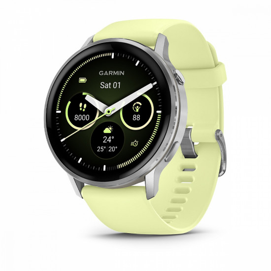 Часы Garmin Venu 4 45mm, Silver with Citron Silicone Band