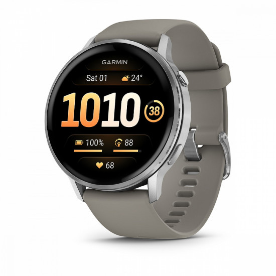 Часы Garmin Venu 4 45mm, Silver with Silver Grey Silicone Band