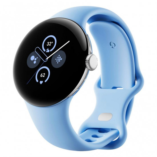Google Pixel Watch 2, LTE, Polished Silver With Bay Active Band