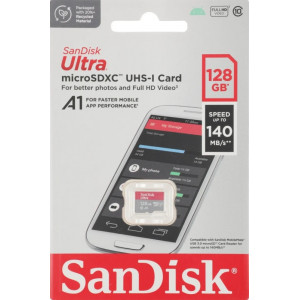 Карта памяти SanDisk 128GB Ultra microSDXC UHS-I Memory Card with Adapter - 140MB/s (SDSQUAB-128G-GN6MA)
