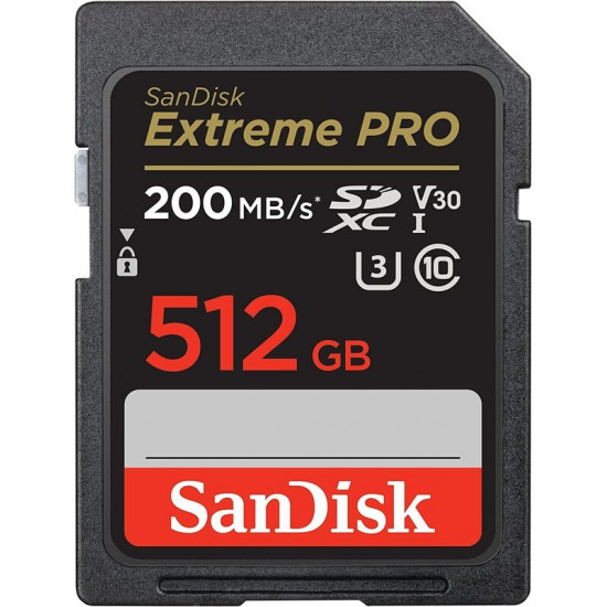 Карта памяти SanDisk SD Extreme Pro U3 4K V30 R200 W90 SDSDXXD-512G-GN4IN