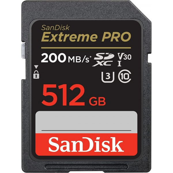 Карта памяти SanDisk SD Extreme Pro U3 4K V30 R200 W90 SDSDXXD-512G-GN4IN