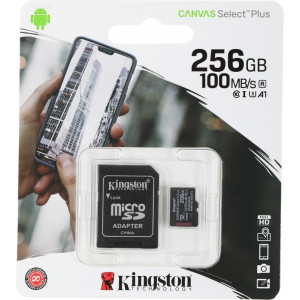 Карта памяти Kingston 256Gb microSDXC Canvas Select Plus 100MB/s Read A1 Class 10 UHS-I Memory Card (SDCS2/256Gb)