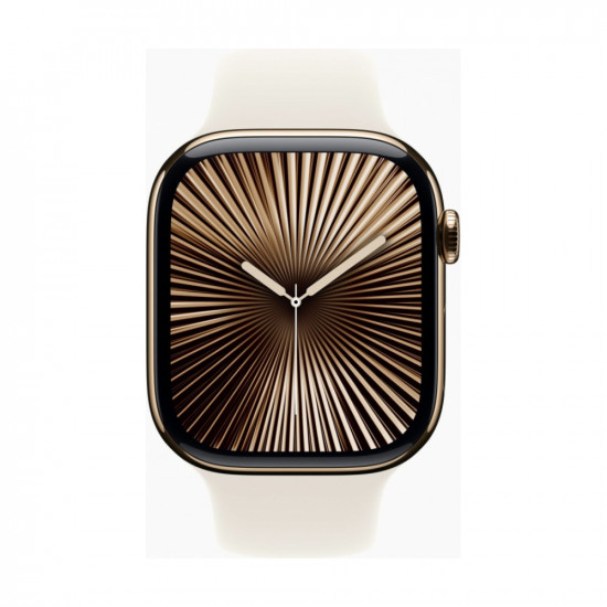 Часы Apple Watch Series 10, 46mm, Gold Titanium Case With Starlight Sport Band S/M