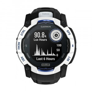 Garmin Instinct 3, 50mm, Solar Whitestone with Black/Bolt Blue Band (010-02935-03)