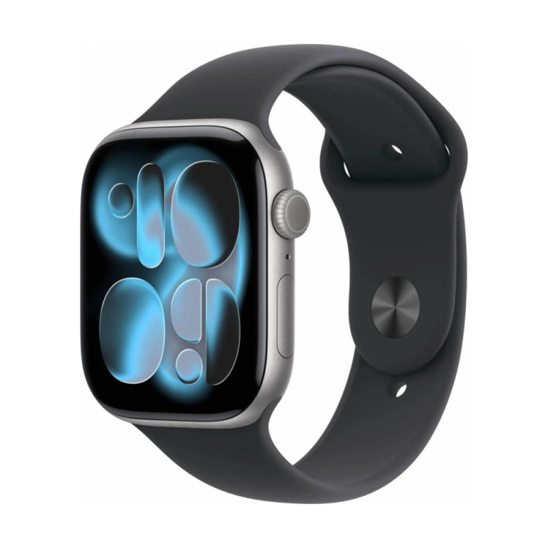 Часы Apple Watch Series 11, 42mm, Silver Aluminium Case With Black Sport Band S/M